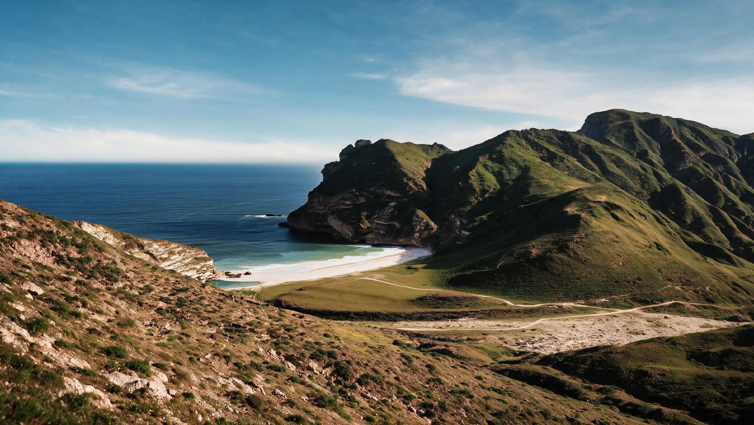 The green headlands of the Dhofar coast meeting the Arabian Sea