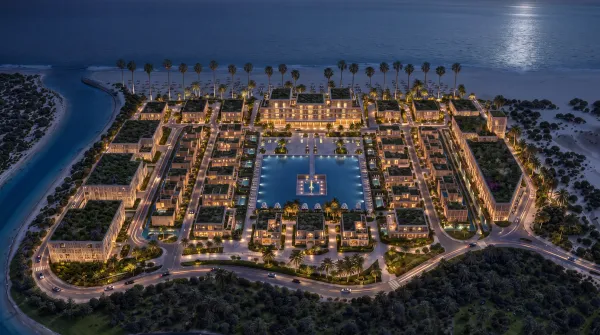 Mira Ocean Estates lit at night from above
